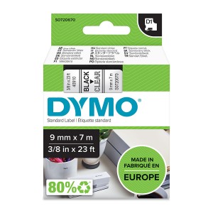 D1 Label Tape Standard Black on Clear S0720670 (W)9mm x (L)7Mtr   
