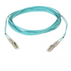 Fibre Patch Lead Duplex MM LC-LC OM4 50/125 LSZH Aqua (L)1Mtr   