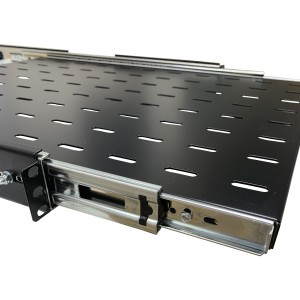 Sliding Shelf Vented Standard Up to 45kg Black (H)1U x (W)19" x (D)450mm Adjustable 450mm to 750mm