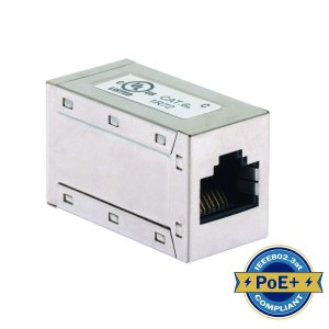 Coupler Cat6A RJ45-RJ45 Shielded Silver   