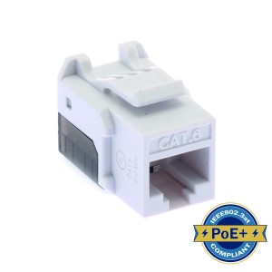 HD Keystone Jack Cat6 Punchdown 90 Deg Unshielded White   