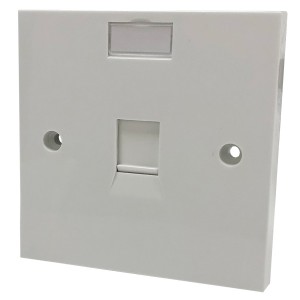 Faceplate Flat Single Gang 1Port Keystone Shuttered White (H)86mm x (W)86mm