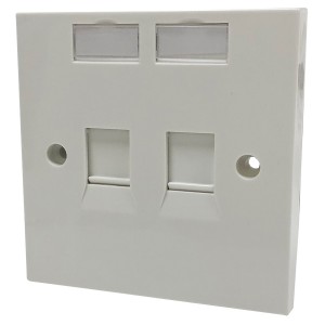 Faceplate Flat Single Gang 2Port Keystone Shuttered White (H)86mm x (W)86mm