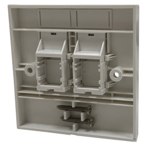 Faceplate Flat Single Gang 2Port Keystone Shuttered White (H)86mm x (W)86mm