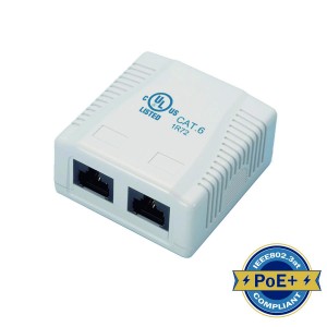 Surface Mounted Outlet 2Port Cat6 Unshielded White   