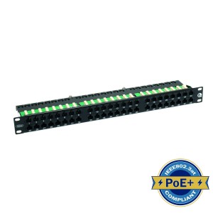 Patch Panel Cat6 Unshielded 48Port Right Angle Black (H)1U x (W)19"   
