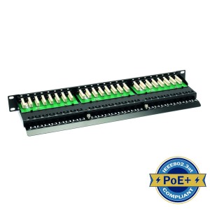 Patch Panel Cat6 Unshielded 48Port Right Angle Black (H)1U x (W)19"