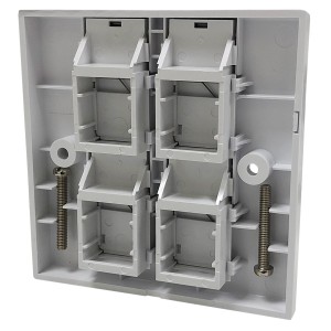 Faceplate Flat Single Gang 4Port Keystone Shuttered White (H)86mm x (W)86mm