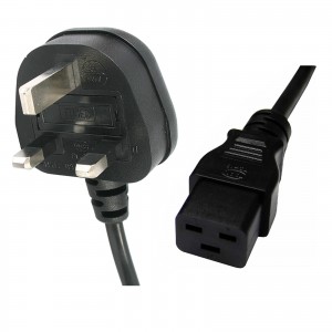 Power Lead UK 13A Plug C19 IEC HH05VV-F 1.5/3C Black (L)2.5Mtr   
