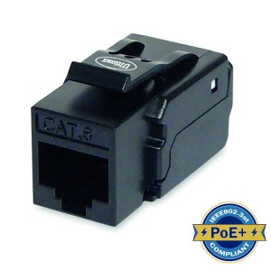 HD Keystone Jack Cat6 Toolless 90 Deg Unshielded Black