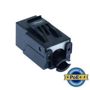 HD Keystone Jack Cat6 Toolless 90 Deg Unshielded Black