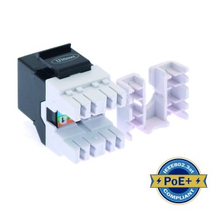 Keystone Jack Cat6 Punchdown 180 Deg Unshielded Black