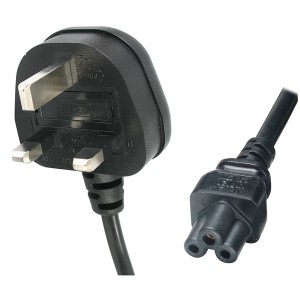 Power Lead UK 3A Plug C5 IEC Clover H05VV-F 0.75/3C Black (L)2Mtr   