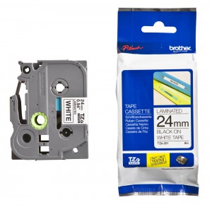 P-Touch Tape Cassette Gloss Black on White TZe-251 (W)24mm x (L)8Mtr