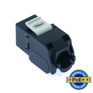 HD Keystone Jack Cat6 Toolless 180 Deg Unshielded Black