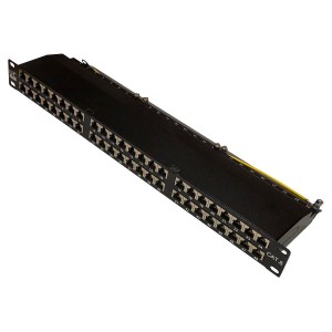 Patch Panel Cat6 Shielded 48Port Right Angle Black (H)1U x (W)19"