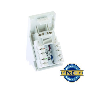 Angled Module Cat6 Euro Unshielded White