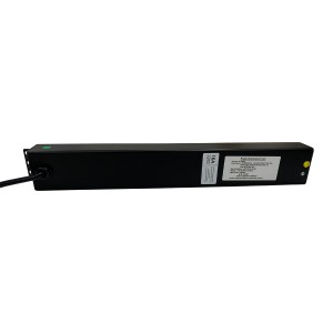 PDU 6 Way Horizontal Surge Protected Switched 16A BS4343 Plug (Commando) 13A UK Socket Black (L)490mm Cord 3Mtr