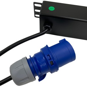 PDU 6 Way Horizontal Surge Protected Switched 16A BS4343 Plug (Commando) 13A UK Socket Black (L)490mm Cord 3Mtr