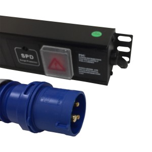 PDU 12 Way Vertical UK Surge/Filter 16A BS4343 Plug (Commando) 13A UK Socket Black Cord 3Mtr