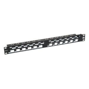 Patch Panel Unloaded Cat6A Shielded 24Port Angled Keystone Rear Cable Management Black (H)1U x (W)19"