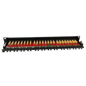 Patch Panel Cat6A Shielded 24Port Right Angle Shuttered Ports Black (H)1U x (W)19"