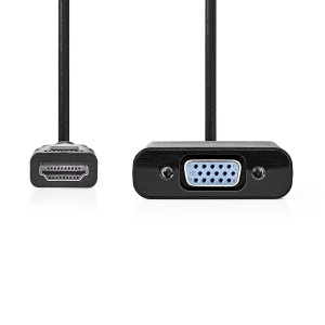 HDMI to VGA Convertor 3.5mm Audio Out Black