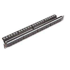 Patch Panel Unloaded Shielded/Unshielded 24Port Flat Snap-In Rear Cable Management Black (H)1U Cable Retention Cable Tie  
