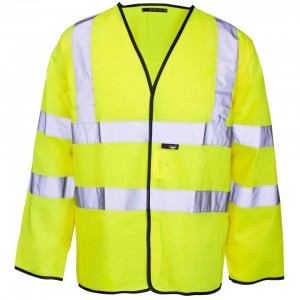 Hi-Viz Long Sleeve Waistcoat Black Binding Large 108-112cm Yellow   