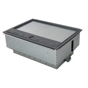 Floor Box 3 Compartment Deep Empty Grey (D)120mm Floor Cut Out 303mm x 221mm Faceplate Size 89mm x 185mm