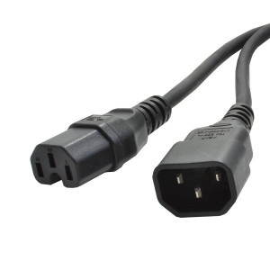 Power Lead C14 IEC C15 IEC Hot Condition H05VV-F 3X1mm2 Black (L)2Mtr