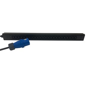 IEC Power Distribution Units 24 Way Vertical Neon Indicator 32A BS4343 Plug (Commando) 24x C13 Black (L)810mm Cord 3Mtr