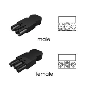 GST Adaptor 1x Male to 2x Female Black