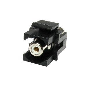 Phono RCA Keystone Quick Connect Coupler White Audio Flush Nickel Plated Black