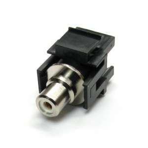 Phono RCA Keystone Quick Connect Coupler White Audio Flush Nickel Plated Black