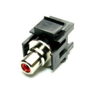 Phono RCA Keystone Quick Connect Coupler Red Audio Flush Nickel Plated Black