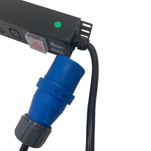 IEC Power Distribution Units 20 Way Vertical Neon Indicator 32A BS4343 Plug (Commando) 20x C13 Black (L)700mm Cord 3Mtr
