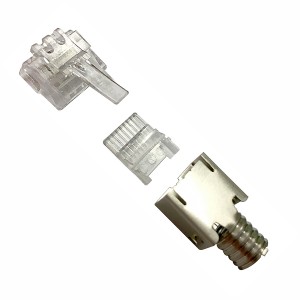 RJ45 Plug 8P8C Cat5e Shielded EMT Round 5.1mm-6mm 23-24 AWG Stranded, 24-26 AWG Solid Multi-Part Silver (Pack of 100)