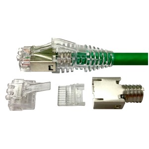 RJ45 Plug 8P8C Cat5e Shielded EMT Round 5.1mm-6mm 23-24 AWG Stranded, 24-26 AWG Solid Multi-Part Silver (Pack of 100)
