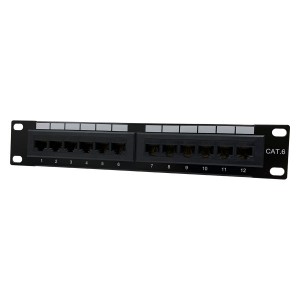 Minipatch 10 Patch Panel Cat6 12Ports Unshielded Rear Punch Black (H)1U x (W)10"   