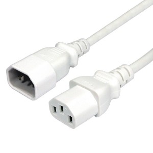 Power Lead C14 IEC C13 IEC H05VV-F 3X0.75mm2 White (L)1.5Mtr