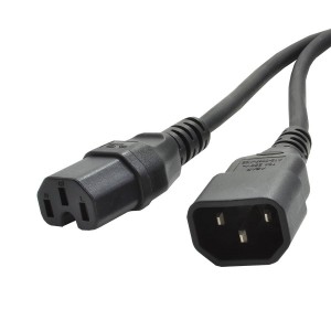 Power Lead C14 IEC C15 IEC Hot Condition H05VV-F 3X1mm2 Black (L)1Mtr