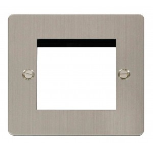 Define Euro Faceplate Single Gang 2x Euro Stainless Steel (H)88mm x (W)88mm x (D)1.3mm   