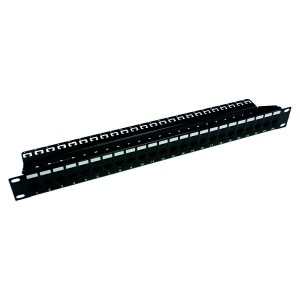 Patch Panel Cat5e Unshielded 24Port Through Coupler Black (H)1U x (W)19"