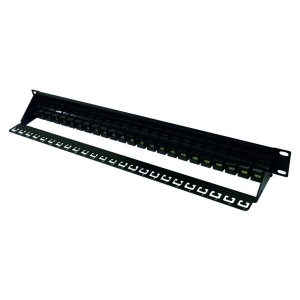 Patch Panel Cat5e Unshielded 24Port Through Coupler Black (H)1U x (W)19"