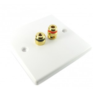 Speaker Faceplate Screw Terminal Single Gang Plastic 2x Binding Post White NX-WP-005BSTR
