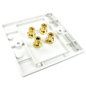 Speaker Faceplate Screw Terminal Single Gang Plastic 4x Binding Post White NX-WP-006BSTR