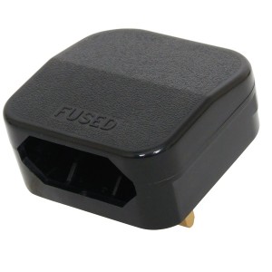Euro Plug to UK Plug Adaptor 5A Black