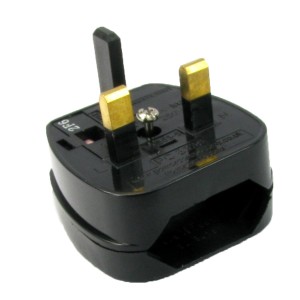 Euro Plug to UK Plug Adaptor 5A Black