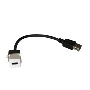 USB Keystone Straight Fly Lead USB-C to USB3.0 White (L)100mm   